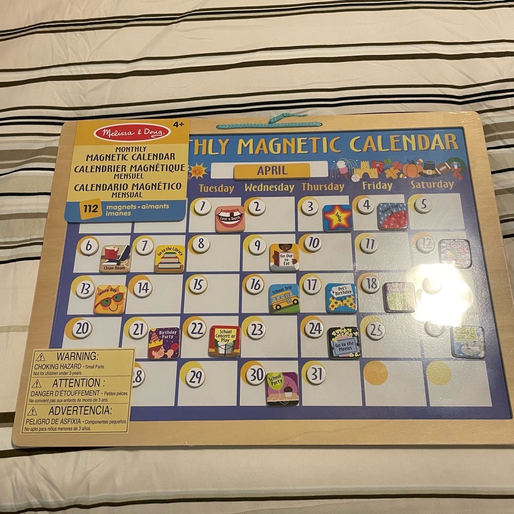Brand new Melissa & Doug Monthly Magnetic Calendar Wood Magnets 112 pc Easter